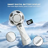 cheap Handheld Fans-Soccer Handheld Fan, Portable Personal Mini Fan with LED Digital Display, USB-C Rechargeable Small Football Fan with Desk Base for Kids, Sports Fans, Travel, Office, Outdoor