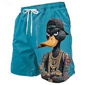  Voor heren Grappig Eend tekenfilm dieren Lange zwembroeken Badpakken Zwembroeken Boardshorts Medium Taille Hawaii Hippie Strandvakantie Zijzakken Mesh voering Elastische tailleband met trekkoord
