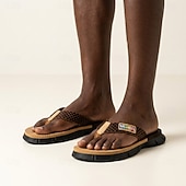 abordables Pantoufles &amp; tongs-Sandales marron pour homme, entre-doigts, tongs d'été décontractées, légères et confortables, idéales pour la plage, les vacances, les voyages, les loisirs de plein air et le quotidien par temps chaud.