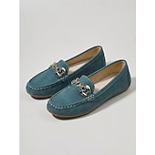voordelige Damesinstappers &amp; loafers-Dames Groene Kettingdetail Loafers – Comfortabele Instapschoenen voor Dagelijks gebruik Wandelen Reizen en Casual Uitjes