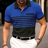 abordables Polo classique pour homme-Homme Chemise de golf Polo en Tricot Gaufré Occasionnel Affaires Classique Manche Courte Mode Moderne Couleur Unie Rayé Boutons Été Printemps Coupe régulière Blanche Bleu Roi Vert Kaki Gris Chemise