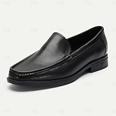 baratos Mocassins de couro premium-Mocassins masculinos clássicos pretos de couro, macios e de alta qualidade, elegantes e perfeitos para o escritório, negócios e ocasiões formais.