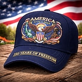  鷲 &自由 &アメリカ国旗250周年記念野球帽（1776～2026年）愛国的な刺繍入りアメリカ国旗帽子（50周年記念ギフト）