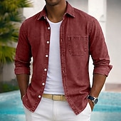 economico Camicie casual eleganti da uomo-Camicia SoftFade™ da uomo camicia casual camicia sbiadita tinto in capo 100% cotone camicia lavata in acido nera verde chiaro bordeaux blu navy blu maniche lunghe camicia semplice colletto