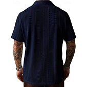 cheap Men's Smart Casual Shirts-Men's Shirt Casual Shirt Button Up Shirt Jacquard Shirt Black White Pink Navy Blue Apricot Short Sleeve Plain Shirt Collar Casual Daily Clothing Apparel Elegant Fashion Casual