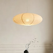ieftine Lumini insulare-Lampă pandantiv ovală wabi sabi din hârtie, stil japonez, lampă de tavan minimalistă suspendată, candelabru modern cu felinar din hârtie pentru sufragerie, dormitor, living
