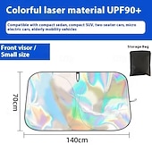 baratos Para-sóis e Viseiras para automóveis-Para-sol holográfico refletivo a laser para para-brisa de carro, com proteção UPF 50+, bloqueia raios UV. &amp;Protetor térmico, universal, compatível com a maioria dos carros, SUVs e caminhonetes,