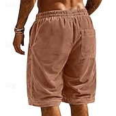 economico Pantaloncini casual-Per uomo Shorts Pantaloncini casual Pantaloncini di velluto a coste Pantaloncini strutturati Tasca Elastico in vita Tinta unica Semplice Comodità Traspirante Lunghezza al ginocchio Casuale All'aperto