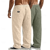 economico Classico-Per uomo Pantaloni di Lino Pantaloni Pantaloni Estivi Pantaloni Larghi Pantaloni da Spiaggia Coulisse Elastico in vita Gamba Dritta Semplice Comodità Traspirante Lunghezza intera Casuale Quotidiano
