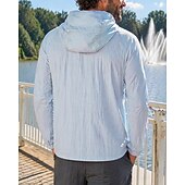お買い得  ランニングジャケット-男性用 ソリッド ランニングジャケット アウトドアジャケット フード付きジャケット 夏 春 秋 ポケット フルジップ 長袖 日焼け防止 防風 UVプロテクション ライトウェイト 高通気性 釣り ハイキング ランニング ブルー アメジスト 蛍光グリーン スポーツウェア アクティブウェア