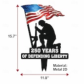 cheap U.S. 250th Anniversary-250 Years of Defending Liberty Metal Garden Stake, Patriotic Memorial Day American Flag Yard Sign, Outdoor Lawn Decor for Veterans, Independence Day, Home &amp; Garden Decoration