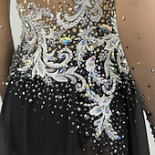 economico Abiti da Pattinaggio Artistico-Abito da pattinaggio artistico Per donna Pattinaggio sul ghiaccio Vestito Nero Patchwork Foro per il pollice Elasticizzato Allenamento Competizione Vestiti da pattinaggio sul ghiaccio Classico