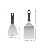ieftine Grătare și gătit în aer liber-Set de 2 bucăți pentru zdrobirea burgerilor la grătar, set de spatule din oțel inoxidabil cu zdrobitor mare pentru burgeri, presă pentru burgeri și spatulă pentru grătar, ideal pentru gătit în aer