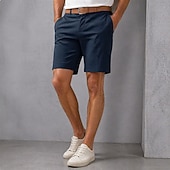 olcso munka rövidnadrág-Férfi Rövidnadrágok Ruha Rövidnadrág Munkanadrág Golf shortok Zseb Rugalmas derék Sima Sima Egyszínű Mokaszinok Légáteresztő Térd feletti Hétköznapi koktél Üzleti Divat Utcai sikk Sötétkék Szürke Nem