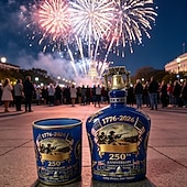 baratos 250º Aniversário dos EUA-Conjunto de 2 copos de uísque ovais comemorativos do 250º aniversário, reutilizáveis e versáteis, perfeitos para celebrações como o 4 de julho, ideais para presentear idosos, amigos e entes queridos.