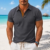 abordables Polo Clásico para Hombre-Hombre Polo de seda helada seersucker Con Texturas Casual Vacaciones Clásico Manga Corta Moda Básico Plano Botones Enfriamiento Primavera verano Azul Piscina Negro Blanco Gris Polo de seda helada