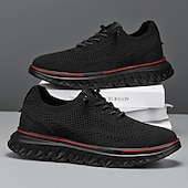 ieftine Pantofi casual cu șireturi-Teniși slip-on tricotați pentru bărbați, albi și maro, pantofi casual flexibili cu talpă joasă, confort respirabil pentru purtare zilnică, călătorii și ieșiri în weekend