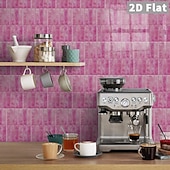 cheap Wall Stickers-10PCS 17x23cm Peel and Stick Thick Pink Purple Mosaic Pattern PVC Wall Stickers, American Vintage Style Self-Adhesive Removable Wallpaper for Renters, for Bedroom Bathroom Cabinet, Easy to Install