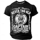  ανδρικό ποτέ πολύ παλιό καπετάνιο σε μηχανοκίνητο σκάφος ο θρύλος της λίμνης αστείο ναυτικό γραφικό μπλουζάκι με κοντό μανίκι, στρογγυλή λαιμόκοψη, παλιό καπετάνιο με σωλήνα, vintage δώρο για βαρκάδα,