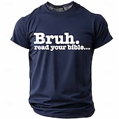  Bruh Read Your Bible Funny Christian Men's Sarcastic Religious Meme T Shirt Graphic Crew Neck Short Sleeve Church Youth Group Gift for Son Designer Clothing Apparel