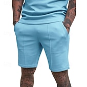 voordelige Sweat short-Voor heren Sweat short Korte broek Zomer korte broeken Casual korte broek Zak Elastische taille Effen kleur Comfort Ademend Knielengte Casual Buiten Vakantie Vakantie Modieus Zwart Wit Micro-elastisch