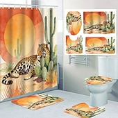 cheap Shower Curtains-Modern Creative Bathroom Shower Curtain and Bath Mat Set, Polyester Waterproof, Mildew Resistant, Quick Dry, Non Slip, Easy to Clean, Home Bathroom Decor