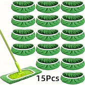 cheap Vacuum Cleaners-15 Pack Microfiber Mop Pads Refills, Reusable Washable Mop Heads for Wet and Dry Use, Floor Cleaning Replacement Pads for Swiffer Sweeper Mop, Hardwood Tile Laminate Floor Cleaning, Green