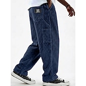  رجالي بنطلونات بنطلون مضلع السراويل الشتوية السراويل السراويل الفضفاضة رباط متعدد الجيب لون الصلبة راحة مكتمل الطول فضفاض مناسب للبس اليومي الأماكن المفتوحة موضة أناقة الشارع أزرق أسود مرن نسبياً