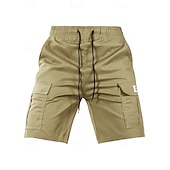cheap Classic-Men's Tactical Cargo Cargo Shorts Shorts Casual Shorts Drawstring Pocket Elastic Waist Plain Comfort Breathable Knee Length Casual Daily Outdoor Vacation Fashion Blue Black Micro-elastic
