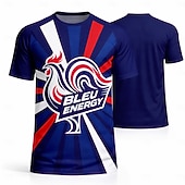  Voor heren Geometrisch Frankrijk Voetbalzomer Wereldwijde wedstrijd Truien Hardloopshirt Zomer Kleurenblok Korte mouw UPF 50 Sneldrogend Ademend Informeel Hardlopen Joggen Fitness blauw Sportkleding