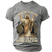  Camisa T-Shirt Cristiana Graciosa Hombre Biblia Salí de mi cueva y he estado muy bien Resurrección de Jesús Meme Humor Camiseta Gráfica Casual de Manga Corta Regalo para la Iglesia Ropa de Diseñador