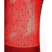 cheap Tops &amp; Sets-Men's Red Rhinestone Latin Dance Bodysuit Deep V Mesh Long Sleeve Ballroom Performance Costume