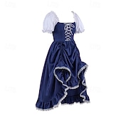 cheap Dresses-Gothic Medieval Renaissance Midi Dress Short Sleeves Princess Gentlewoman Noblewoman A-Line Square Neck Fancy Dress Women's Royal Halloween Carnival Party Renaissance Fair LARP Adults Dress Spring
