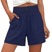 abordables Short de sport-Femmes Chinos Shorts Vacances Basique Court Taille haute Uni Confort Élastique Quotidien Mer bleue Noir Rouge bleu marine Été Printemps Coupe Ample