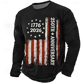  4. července 2026 250. výročí Pamětního dne Pánské designer 3D tisk US vlajka crew neck dlouhý rukáv tričko casual denní ulice