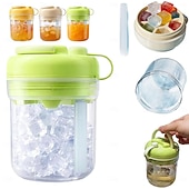 cheap Ice Cube Tray-3-in-1 Water Bottle Ice Cube Tray with Straw &amp; Lid, Portable Touch-Free Iceball Kettle, Reusable Storage Bottle, Easy Press to Release Silicone Icing Tray for Gym, Travel, Juice &amp; Coffee