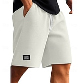 お買い得  カジュアルショートパンツ-男性用 ワッフルショーツ サマーショーツ ビーチショーツ カジュアルショーツ ドローストリング 弾性ウエスト 純色 履き心地よい 膝丈 日常 アウトドア ストリートウェア 旅行度假风 ファッション ホワイト ネイビーブルー マイクロエラスティック