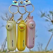 abordables Fournitures pour la maison-Mini ventilateur mignon et pliable, portable, à utiliser au lit, au bureau ou sur une table. Rechargeable par USB. Porte-clés inclus.