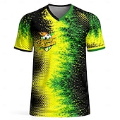  男女兼用(儿童不要选这个) 幾何学模様 勾配 抽象的 ブラジル サッカーの夏 グローバルマッチ ランニングトップ ランニングＴシャツ 夏 半袖 UPF 50 速乾性 高通気性 ジム ランニング Track フィットネス ブラック / イエロー スポーツウェア アクティブウェア