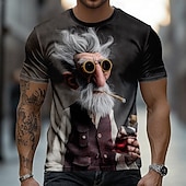 abordables T-shirts 3D-Homme A Ombre Vieil Homme T-shirt Manche Courte T-shirt Impression 3D Col ras du cou Chemise Drôle Occasionnel Quotidien Rue Bleu Noir Rouge Été Printemps Vêtement Tenue S M L XL 2XL 3XL