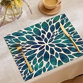 お買い得  Placemats＆Coasters＆Trivets-夏の海をイメージしたダイニングプレイスマット、ポリエステル100％の長方形テーブルマット、海の幾何学模様デザイン、洗濯機洗い可能、耐熱性、耐久性のあるテーブルプロテクター、モダンなホームキッチン