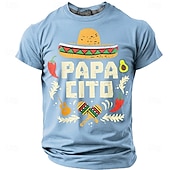  Men's Papacito Mexican Sombrero Cinco De Mayo Fiesta Funny Father's Day T Shirt Graphic Casual Short Sleeve Olive Green Chili Pepper Avocado Maracas Gift Designer Clothing Apparel S M L XL XXL XXXL