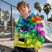 cheap Boy's 3D Vision &amp; Geometry-Boys' 3D Graphic Geometric Hoodie Pullover Long Sleeve 3D Print Summer Spring Sports Fashion Streetwear Kids 4-12 Years Hooded Casual Daily Outdoor Regular Fit