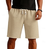 preiswerte Lässige Shorts-Herren Waffel-Shorts Shorts Sommershorts Freizeitshorts Patchwork Tasche Elastischer Bund Einfach Komfort Atmungsaktiv Knielang Lässig Outdoor Strand Urlaub Mode Blau Schwarz Mikroelastisch