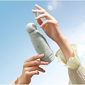 billige Paraplyer-Sammenleggbar kapselparaply med seks ribber, svart, UV-bestandig, ultralett, egnet for både regn og solskinn, UPF50-tilbud, for daglig pendling, shopping, korte turer, reise, piknik