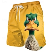  Bărbați Amuzant Rață animale de desene animate Boxeri înot Costume de baie Pantaloni scurți de baie Pantaloni Scurti Talie medie Hawaiană Vacanta la plaja Buzunare laterale Căptușeală din plasă Talie