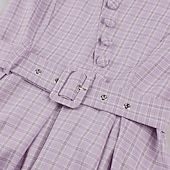 abordables Dresses-1950s Retro Vintage Midi Dress Short Sleeves With Belt Checkered / Gingham Square Neck Fancy Dress Women's Casual Dailywear Tea Party Adults' Dress Spring &amp; Summer