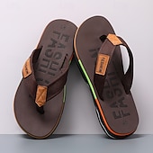 cheap Men's Slippers &amp; Flip-Flops-Men's Brown Flip Flop Sandals, Lightweight Casual Beach Shoes, Comfortable Island &amp; Cruise Style Footwear for Men, Perfect for Poolside, Vacation and Summer Outdoor Activities