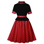 cheap Dresses-1950s Retro Vintage Rockabilly Midi Dress Swing Dress Flare Dress Short Sleeves With Belt Polka dots Fit &amp; Flare Swing Turndown Fancy Dress Women's Casual Dailywear Tea Party Adults' Dress Spring