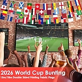 Χαμηλού Κόστους Παγκόσιος Αγώνας Ποδοσφαίρου 2026-48 χώρες με σημαίες από κορδόνι για διακοσμήσεις Παγκοσμίου Κυπέλλου Ποδοσφαίρου 2026, πανό με σημαίες διπλής όψης από ύφασμα με κορδόνι για ποδοσφαιρικό μπαρ, κλαμπ, κήπο, αθλητικό πάρτι, διακόσμηση